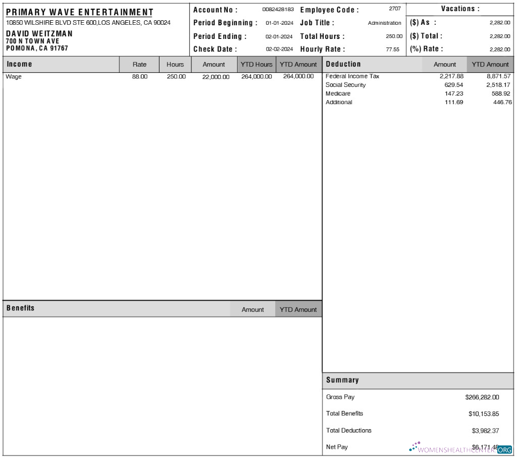 Download Primary Wave Entertainment pay statement template in Word and PDF formats.pdf, 1 Photoshop template